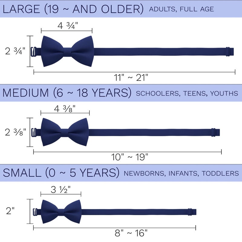 Bow Tie House Men's Classic Pre-Tied Bow Tie Formal Solid Tuxedo (Large, Denim) - Image 4